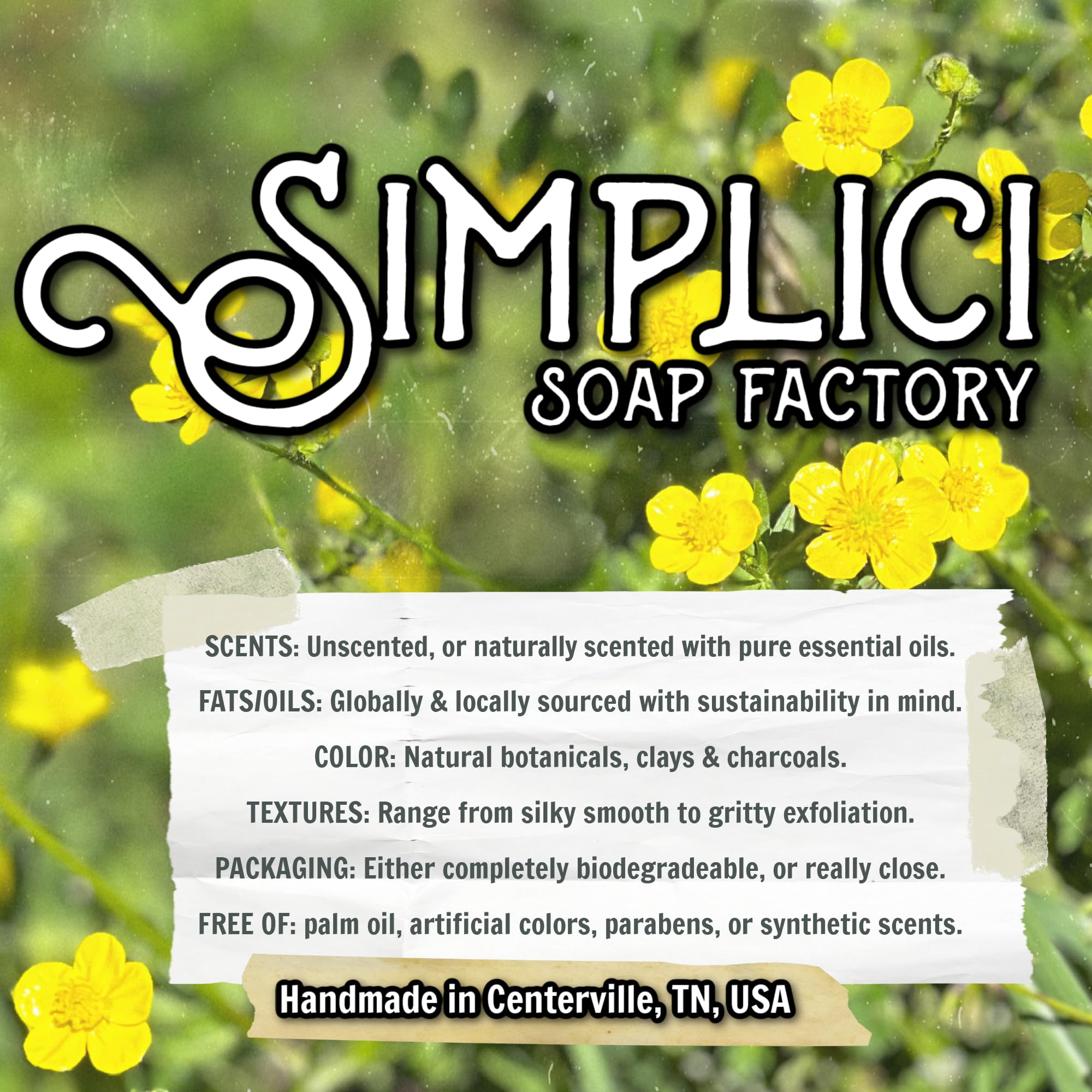 Simplici Coffee Grit Natural Soap (exfoliating + for sensitive skin) 6 Bar Value Bag. Palm Free.